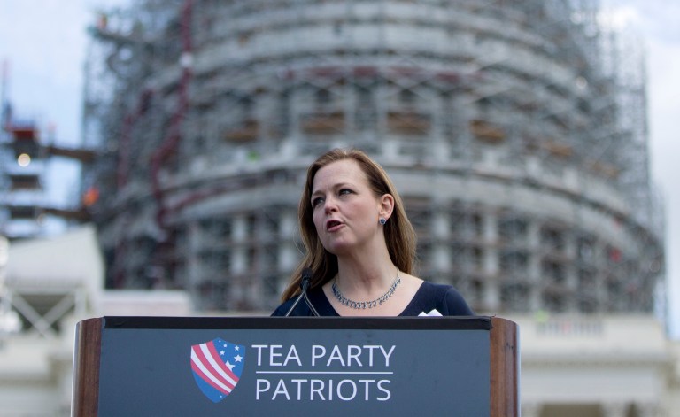 Jenny Beth Martin, president and co-founder of the Tea Party Patriots, blasted Donald Trump following reports that the GOP front-runner is being advised by several Washington lobbyists. (AP Photo/Carolyn Kaster)