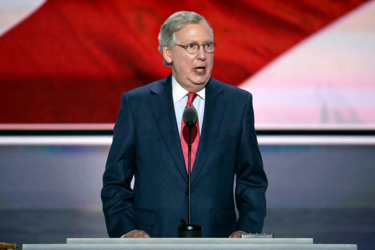 Mitch McConnell urged voters in his home state of Kentucky on Wednesday to vote for Donald Trump. (AP Photo/J. Scott Applewhite, File)
