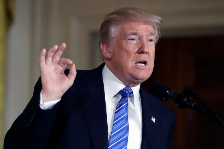 He continued tweeting about the election Sunday. (AP)