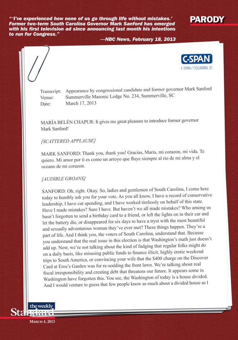 Mark Sanford wants to be your (soul) man in Washington