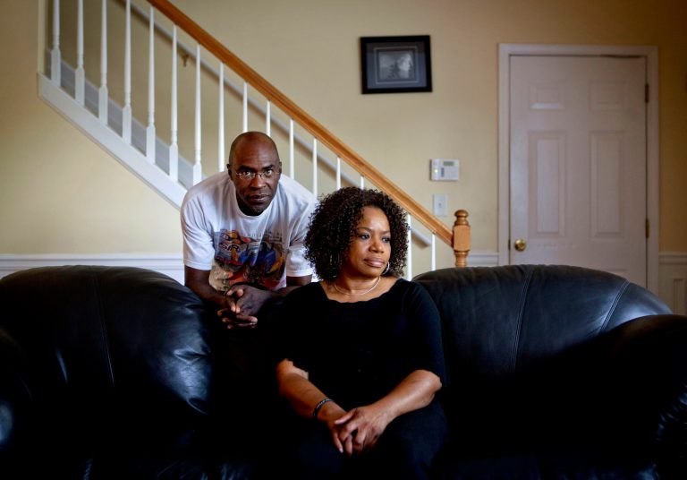   Michael, left, and Patricia Jackson are photographed in their home Saturday, June 16, 2012, in Marietta, Ga. On a suburban cul-de-sac northwest of Atlanta, the Jacksons are struggling to keep a house worth $100,000 less than they owe. Their voices and those of many others tell the story of a country that, for all the economic turmoil of the past few years, continues to believe things will get better. But until it does, families are trying to hang on to what they've got left. The Great Recession claimed nearly 40 percent of Americans' wealth, the Federal Reserve reported last week. The new figures, showing Americans' net worth has plunged back to what it was in 1992, left economists shuddering. (AP Photo/David Goldman)  