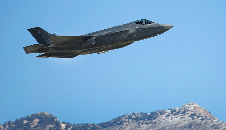 The F-35 fighter jet built by defense contractor Lockheed Martin, above. Executives from aerospace, defense and government services are optimistic about industry mergers in the remainder of the year, according to a survey by KippsDeSanto & Co., a Virginia-based investment bank.