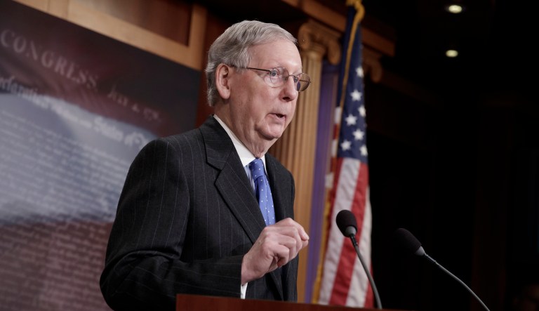 Senate Majority Leader Mitch McConnell, R-Ky., with 20 other top Republicans, signed a letter warning the president that remaining in the deal 