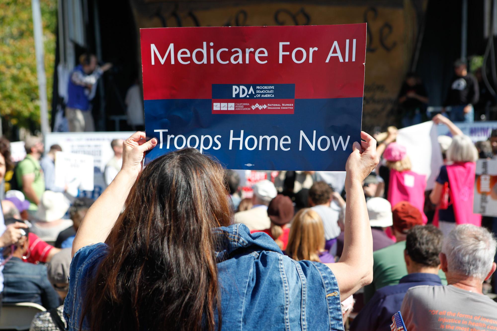 Protesters gather in Freedom Plaza