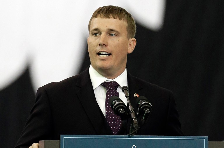 Dakota Meyer, a Marine veteran, took to Twitter Tuesday to share his concern about the GOP nominee. (AP Photo/Mark Humphrey, File)