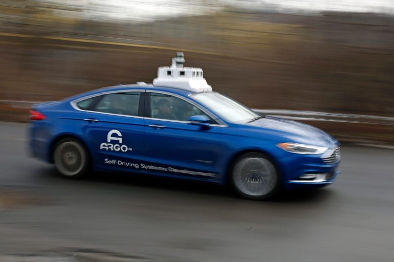 Ford, the robot-cop patent-filer, invested $1 billion in the small firm Argo AI last year to develop self-driving technology as part of a five-year plan to make thousands of vehicles available for car-sharing and ride-hailing services by 2021. (AP Photo/Gene J. Puskar)