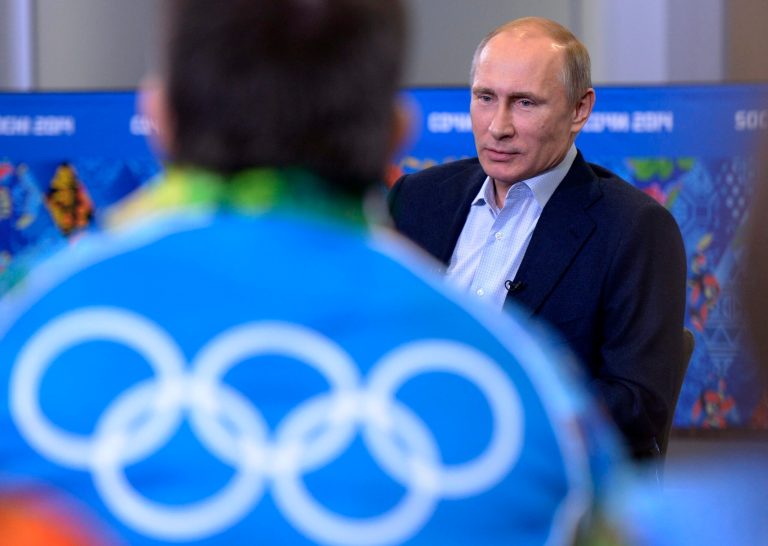 Russian President Vladimir Putin speaks at his meeting with Olympic volunteers in the Black Sea resort of Sochi, Russia, Friday, Jan. 17, 2014. (AP Photo/RIA-Novosti, Alexei Nikolsky, Presidential Press Service)