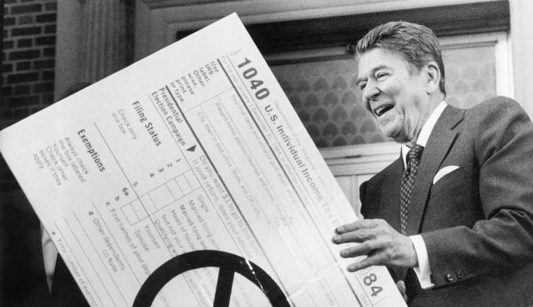 Some hard figures help explain why the Reagan administration tax reforms were enacted with the support of so-called "Reagan Democrats" in Congress, while not a single Democrat voted for the 2017 tax reform. (AP Photo/Scott Stewart)