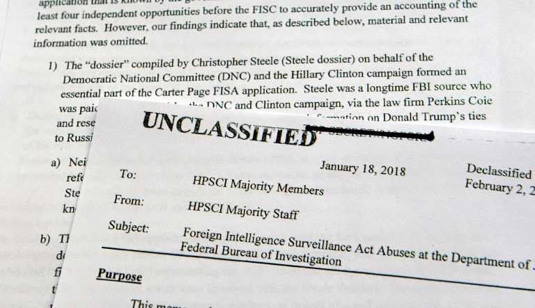 The memo was published by the committee at about 12:16 p.m., about 30 minutes after Fox News and the Washington Examiner outlined details of the memo, which had some reporters grumbling. (AP Photo/Susan Walsh)