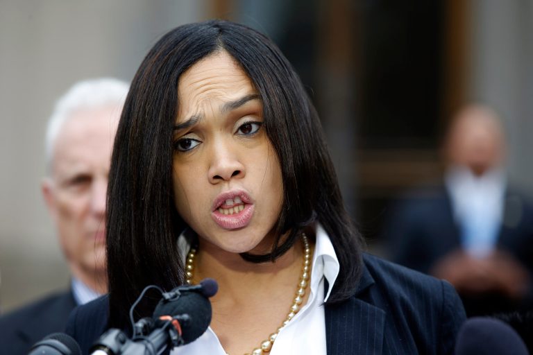 Marilyn Mosby, Baltimore state's attorney, speaks during a media availability, Friday, May 1, 2015 in Baltimore. Mosby announced criminal charges against all six officers suspended after Freddie Gray suffered a fatal spinal injury while in police custody. (AP Photo)
