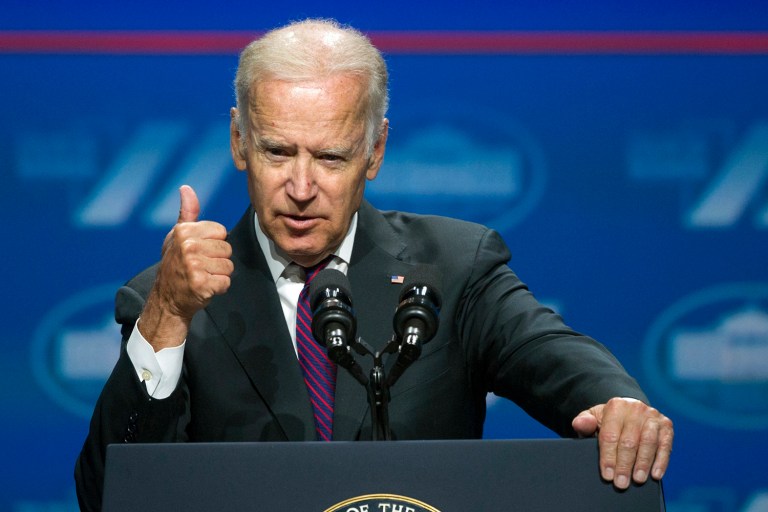 Warning of a potential surge in anti-Americanism, Vice President Joe Biden is tearing into Donald Trump's views on foreign policy. (AP Photo/Cliff Owen, File)