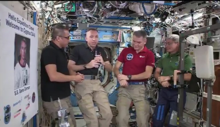 Expedition 53 Commander Randy Bresnik, along with NASA's Joe Acaba and Mark Vande Hei, as well as the European Space Agency's Paolo Nespoli, said they had rationed turkey, cornbread dressing, candied yams, and a 