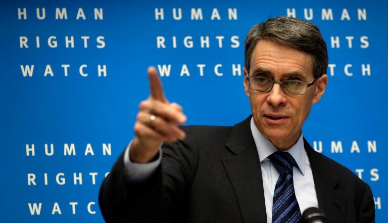 Kenneth Roth, Executive Director of Human Rights Watch, speaks during the annual press conference of the non governmental organization in Berlin, Germany, Tuesday, Jan. 21, 2014. (AP Photo/Michael Sohn)