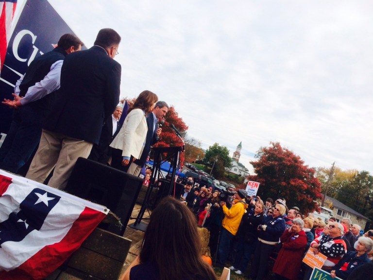 Virginia Republican gubernatorial candidate Ken Cuccinelli speaks to supporters in Culpeper, Va., on Monday. (Timothy P. Carney/Washington Examiner)