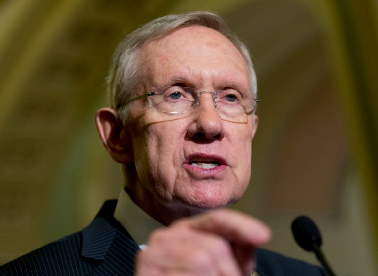 Senate Minority Leader Harry Reid said Friday he is making progress recovering from injuries suffered during a New Year's Day exercise mishap but won't return to the work at the Capitol next week. (AP/Carolyn Kaster)