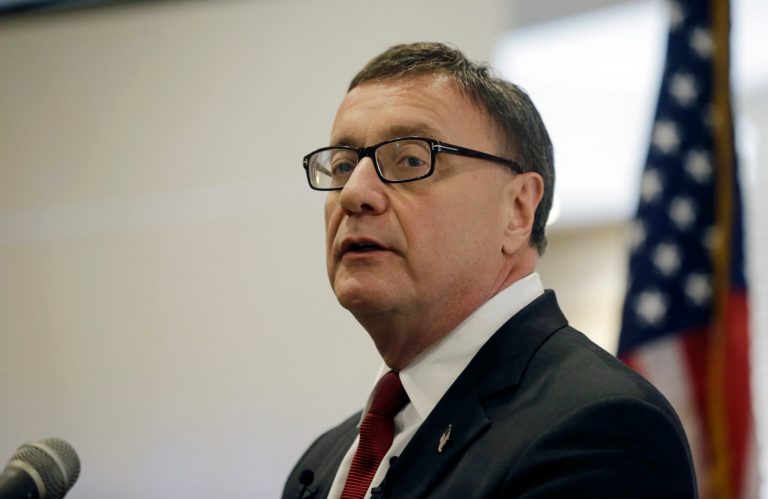 Former Bogota, N.J., Mayor Steve Lonegan addresses a gathering as he announces Thursday, Feb. 6, 2014, in Toms River, N.J., that he's seeking the 3rd Congressional District seat now held by fellow Republican Jon Runyan, who is not seeking re-election. (AP/Mel Evans)