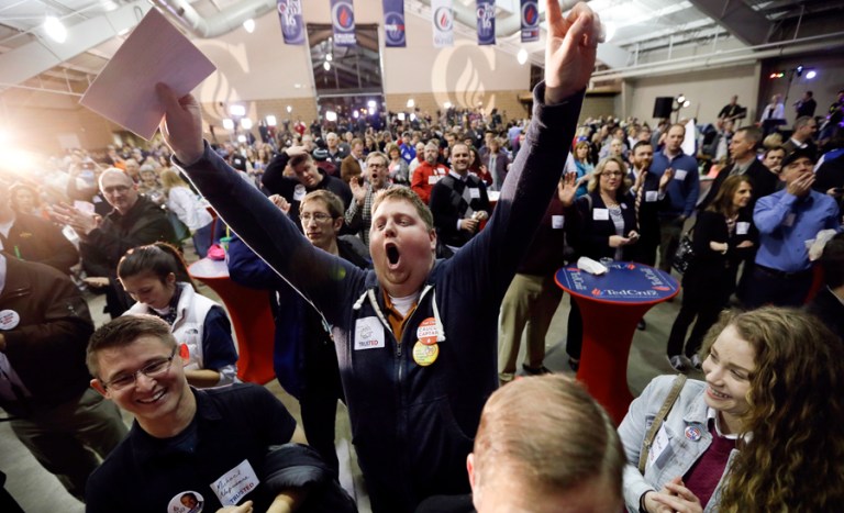 One of the major stories of the Iowa caucuses was the large Republican turnout. (AP photo/Charlie Neibergall)
