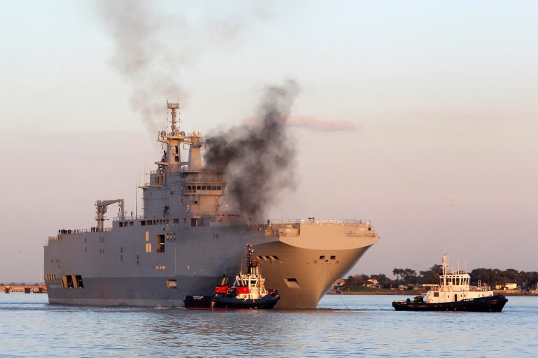 France is suspending the delivery of a hulking warship to Russia amid security concerns about Moscow's actions in neighboring Ukraine, President Francois Hollande's office said Wednesday. (AP Photo/David Vincent)