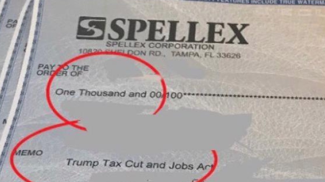 $1,000 employee bonus check credits ‘Trump Tax Cut And Jobs Act’