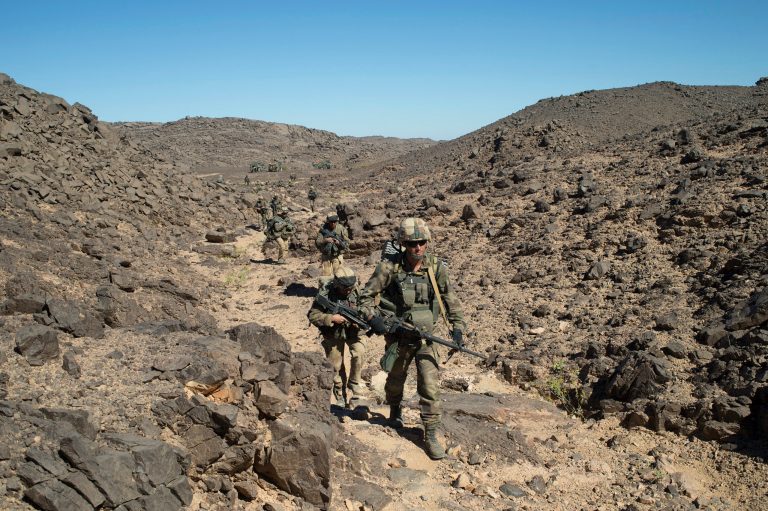 FILE - In this photo taken March 8, 2013 by the French Army Communications Audiovisual office (ECPAD) shows French soldiers patrolling in the Mettatai region in northern Mali. France's Presidential office on Saturday March 23 2013 said that DNA testing has shown that Al-Qaida-linked North African warlord Abou Zeid was killed in combat with French troops in Mali in February. Chad's President had claimed earlier that his troops had killed Zeid. (AP Photo/Arnaud Roine/ECPAD, file)