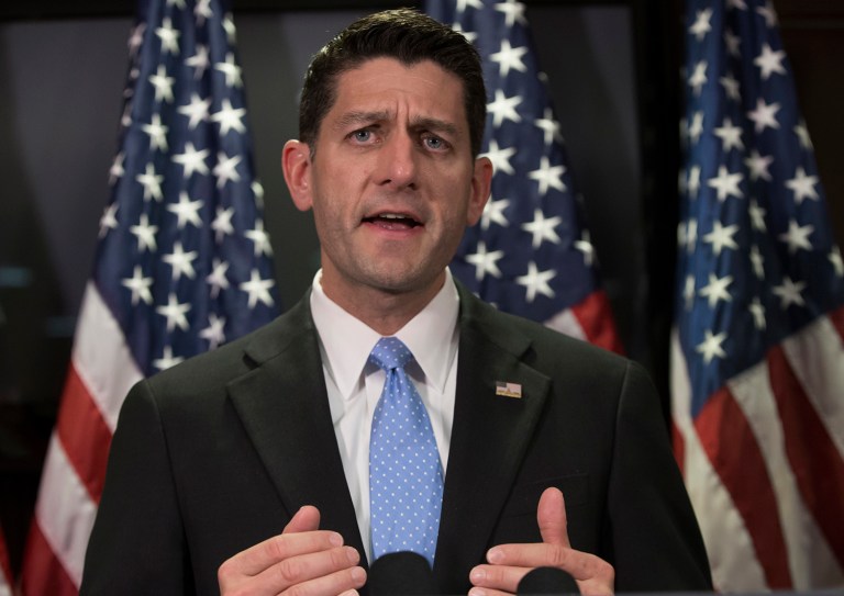 House Speaker Paul Ryan told fellow Republicans Monday that he would not campaign with Donald Trump, and would not defend him. (AP Photo/J. Scott Applewhite)