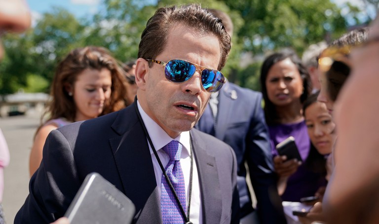 White House communications director Anthony Scaramucci speaks to members of the media at the White House in Washington, Tuesday, July 25, 2017. (AP Photo/Pablo Martinez Monsivais)