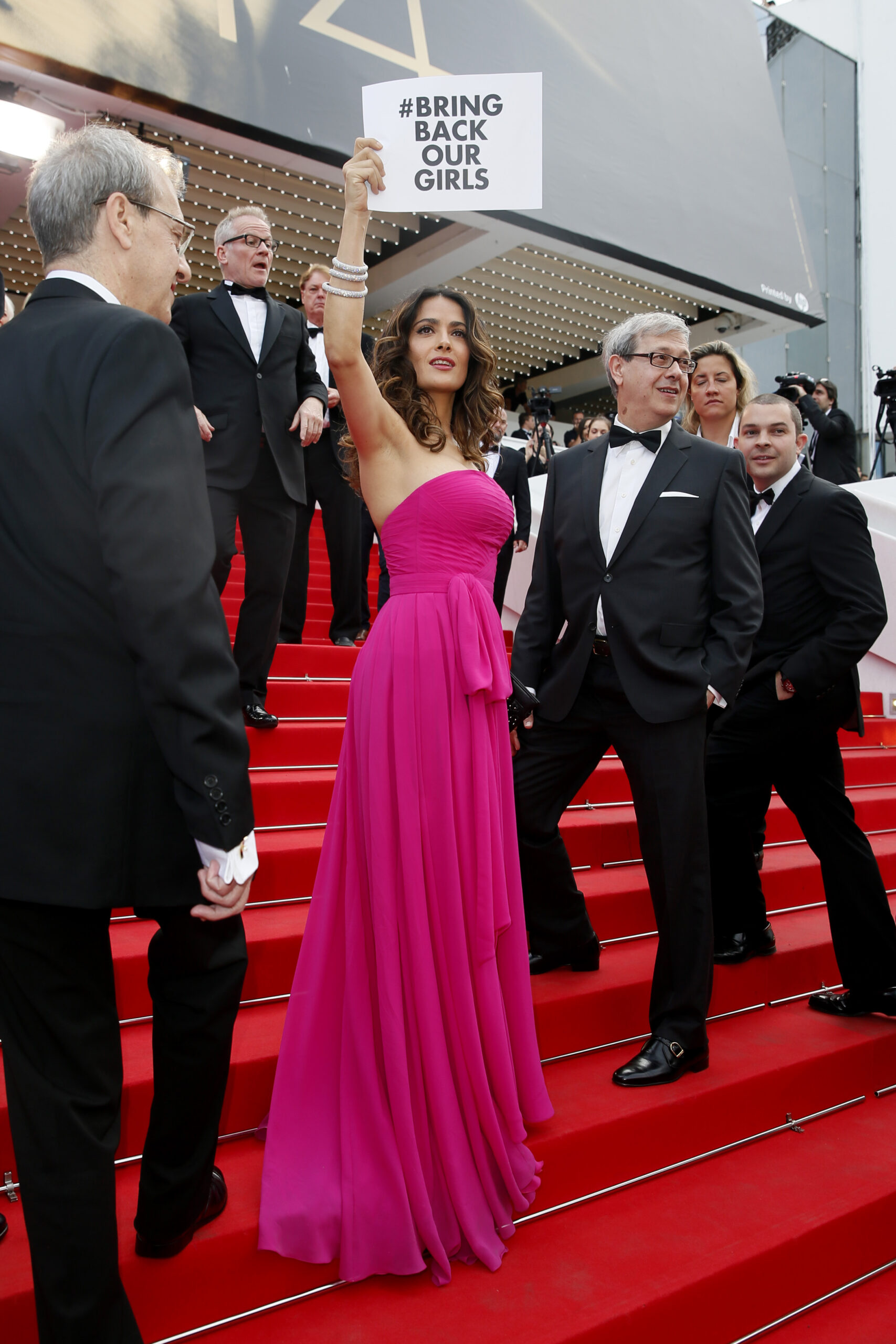 CANNES WATCH: Hayek stands out with dress, message