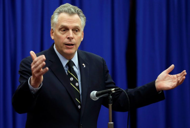Virginia Gov. Terry McAuliffe gestures during a press conference at the Capitol in Richmond, Va., on March 6. (AP Photo/Steve Helber)