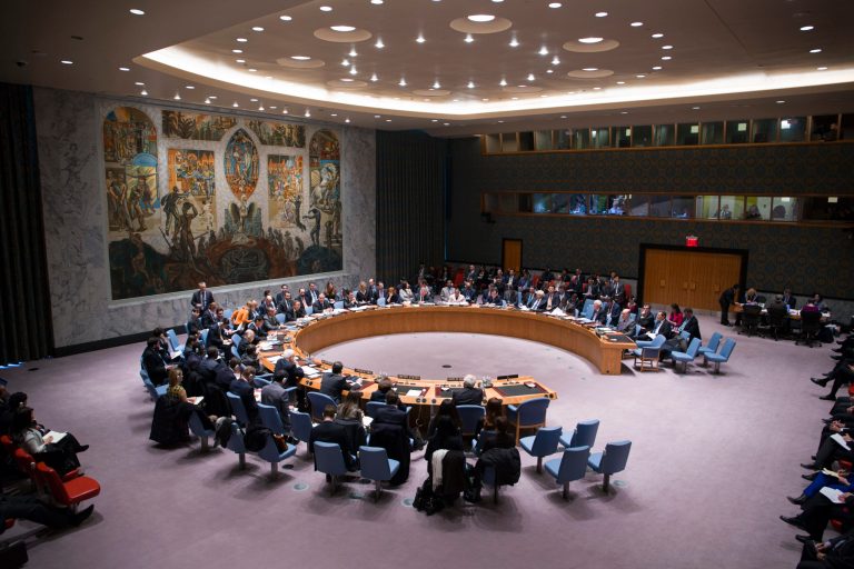 The United Nations Security Council meets at U.N. headquarters, Monday, Jan. 20, 2014. Ban Ki-moon told the Security Council on Monday morning that he will have more to say on his invitation for Iran to join this week's peace talks on Syria later in the day.(AP Photo/Craig Ruttle)