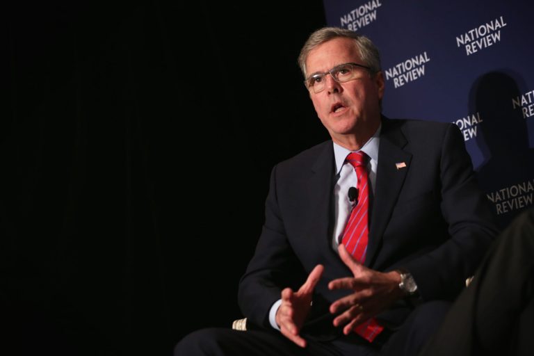 Jeb Bush participates in a discussion during the National Review Institute 2015 Ideas Summit April 30, 2015 in Washington, D.C. .'' (Photo by Alex Wong/Getty Images)
