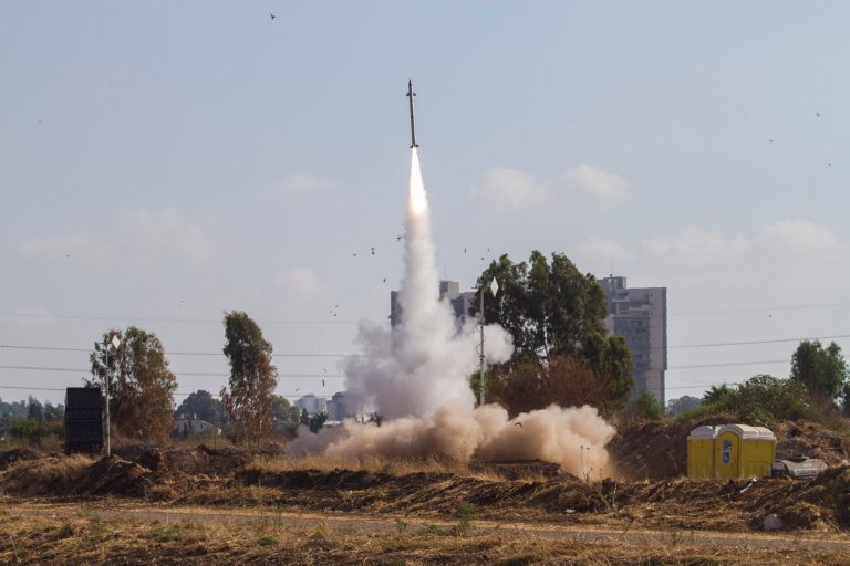 An Iron Dome air defense system fires to intercept a rocket from the Gaza Strip in Tel Aviv, Israel, Wednesday, July 9, 2014. Besides firing toward Israel's two largest population centers in Tel Aviv and Jerusalem, Hamas also fired one rocket that reached the northern Israeli city of Hadera for the first time, effectively putting the entire country under rocket range from the north and south.  (AP Photo/Dan Balilty)