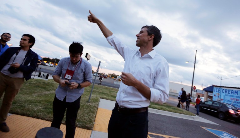 Rep. Beto O'Rourke (pictured center), a little-known Texas politician who launched a bid to unseat Sen. Ted Cruz last March, hauled in $2.3 million between Jan. 1 and Feb. 14, according to Federal Election Commission records filed this week. (AP Photo/Eric Gay)