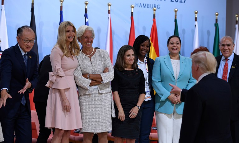 Ivanka Trump was also in attendance, as she has made women's empowerment a top project. (Patrik Stollarz/Pool Photo via AP)
