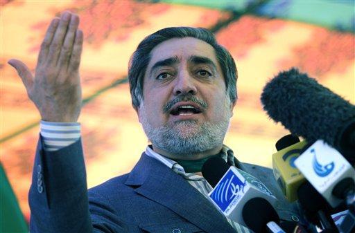 Afghan government opposition leader Abdullah Abdullah makes his speech during an Afghan government opposition rally in Kabul, Afghanistan, Wednesday May 5, 2011. (AP Photo/Kamran Jebreili)