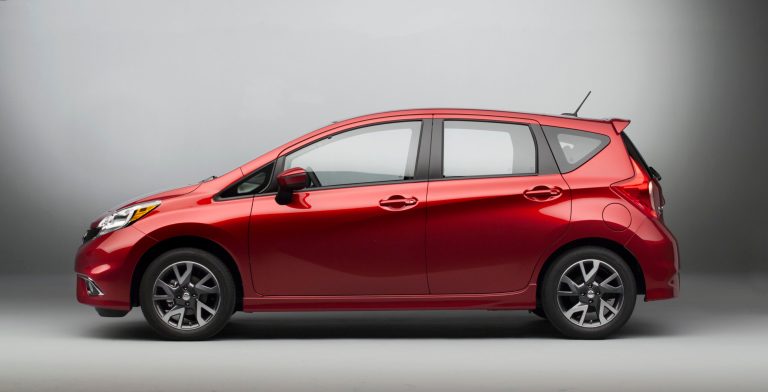 This undated product image provided by Nissan shows the 2015 Nissan Versa Note SR. The five-door hatchback is one of the lowest-priced new cars in the U.S. market and is affordable at the gas pump. (AP Photo/Nissan)