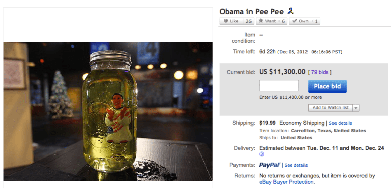 EBay pulls Glenn Beck’s ‘Obama in Pee Pee’ jar after bids rise to $11,300