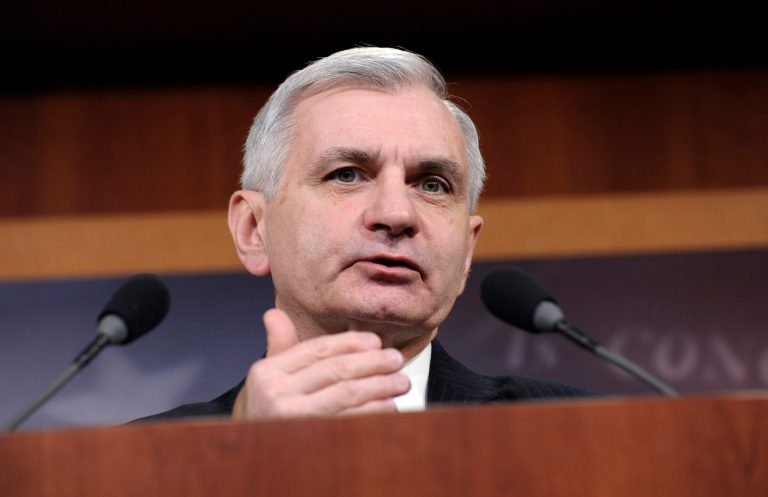Sen. Jack Reed, D-R.I., speaks during a news conference on unemployment insurance on Capitol Hill in Washington. (AP Photo/Susan Walsh)