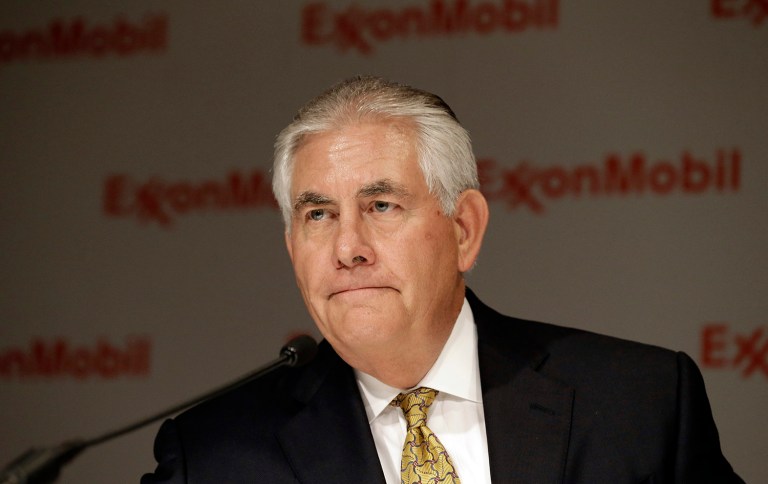 ExxonMobil CEO Rex Tillerson, who is President-elect Trump's choice to lead the State Department, is being celebrated by high-profile members of George W. Bush and President Obama's administrations. (AP Photo/LM Otero)