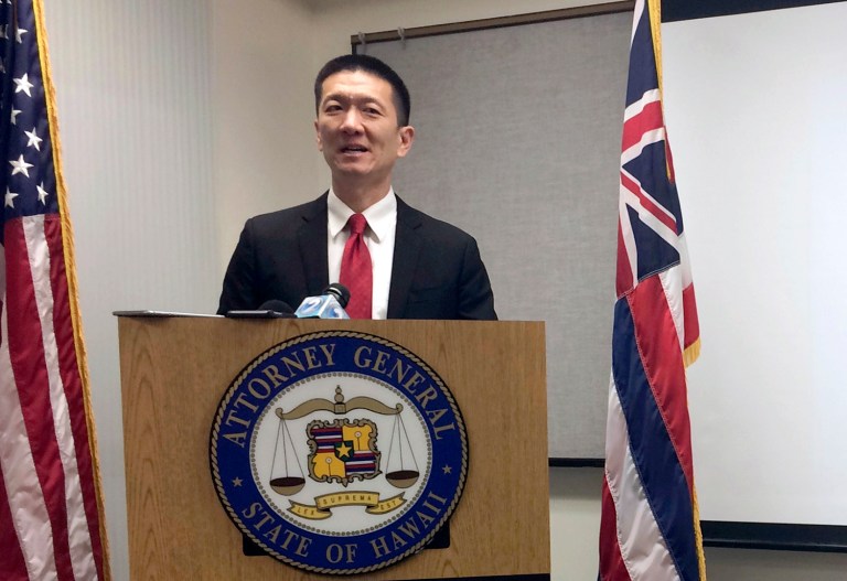 Hawaii Attorney General Doug Chin announced the state of Hawaii has filed a lawsuit challenging President Trump's travel ban. (AP Photo/Audrey McAvoy, File)