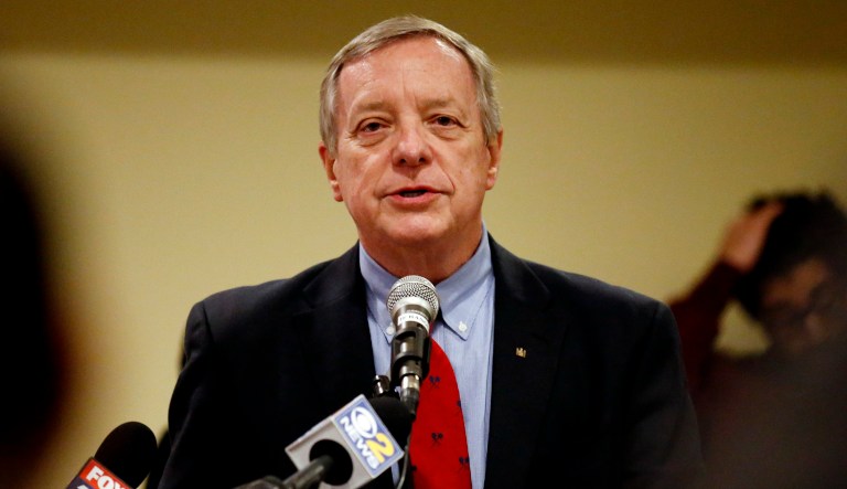 Sen. Dick Durbin called for Deputy Attorney General Rod Rosenstein to resign unless he appoints a special prosecutor to investigate ties between President Trump's campaign and Russia. (AP Photo/Nam Y. Huh)