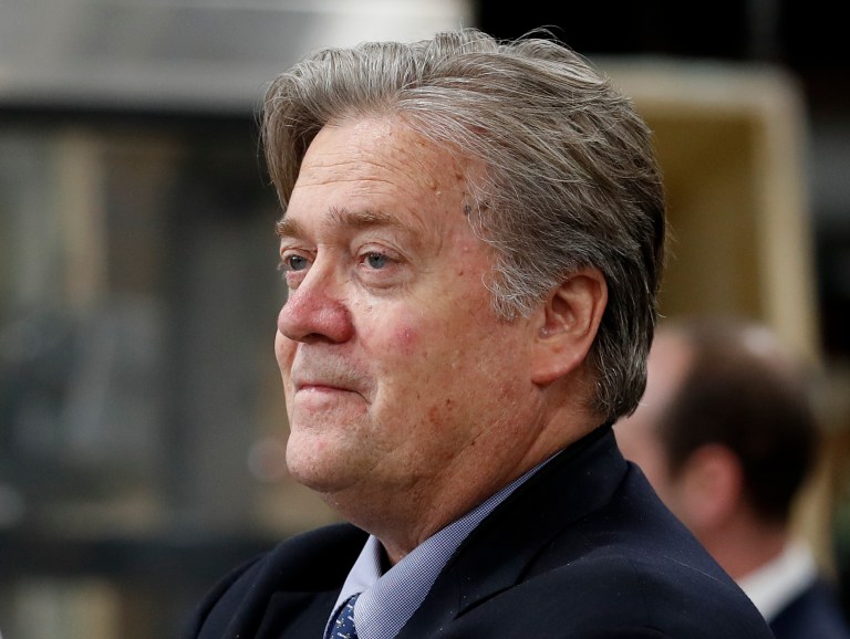 Steve Bannon, who parted ways with the Trump administration on Friday, is reportedly discussing the prospect of starting up a network to the right of Fox News. (AP Photo/Carolyn Kaster, File)