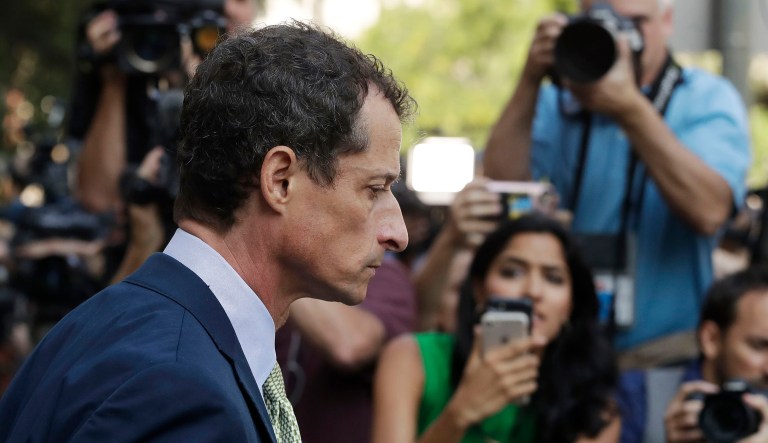 Upon Weiner's release, he is supposed to be monitored on the Internet and enroll in a sex-offender treatment program. (AP Photo/Mark Lennihan)