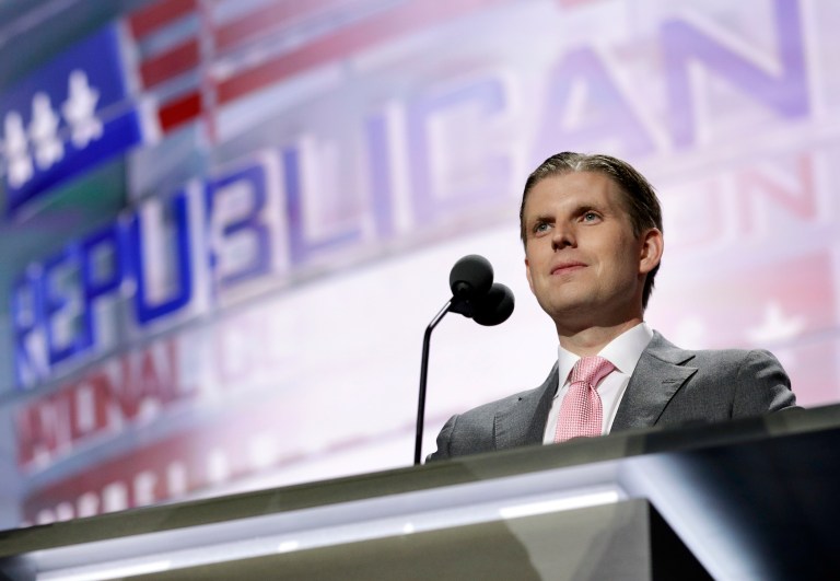 First son Eric Trump is proclaiming victory for his dad, claiming he is "well on his way" to making America great again.