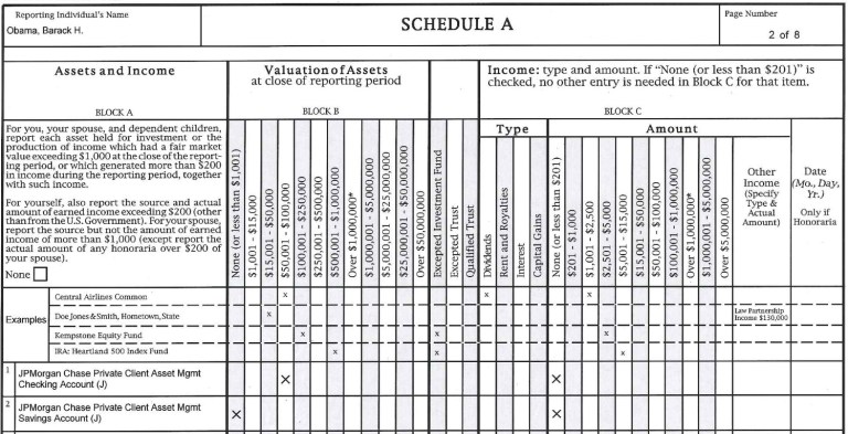 Obama Has Less Than $1,001 in Savings Account