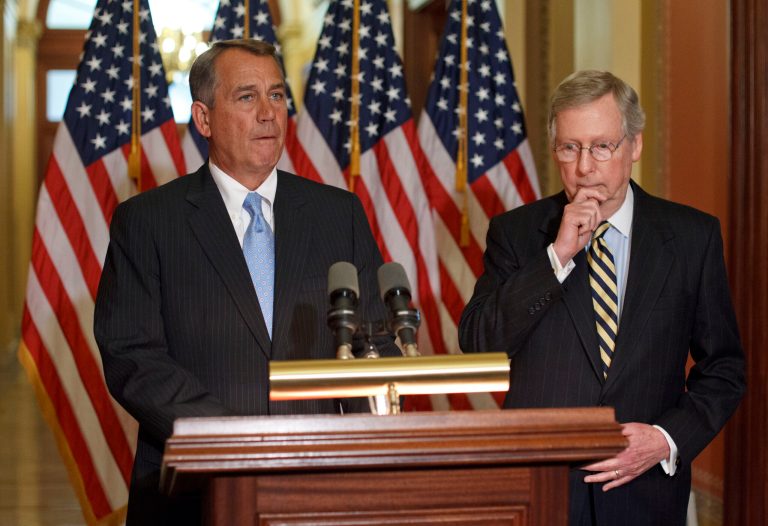The chiefs of staff of House Speaker John Boehner, R-Ohio, left, and incoming Senate Majority Leader Mitch McConnell, R-Ky., are perhaps the most powerful unelected Republicans in Washington. (AP Photo/J. Scott Applewhite)