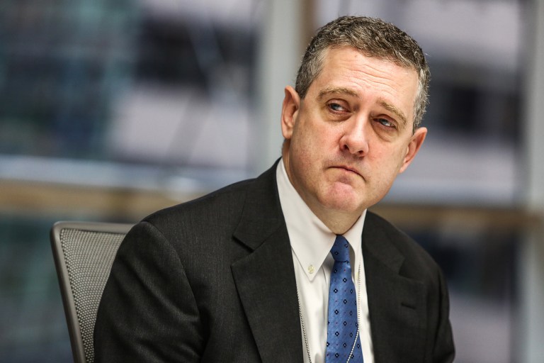 U.S. employment could be higher than what's consistent with a healthy economy, speculated James Bullard, president of the Federal Reserve Bank of St. Louis. (Chris Goodney/Bloomberg)