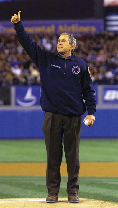 Doug Mills/AP
One of the most memorable sports moments after 9/11 was President Bush throwing out the first pitch at the World Series.