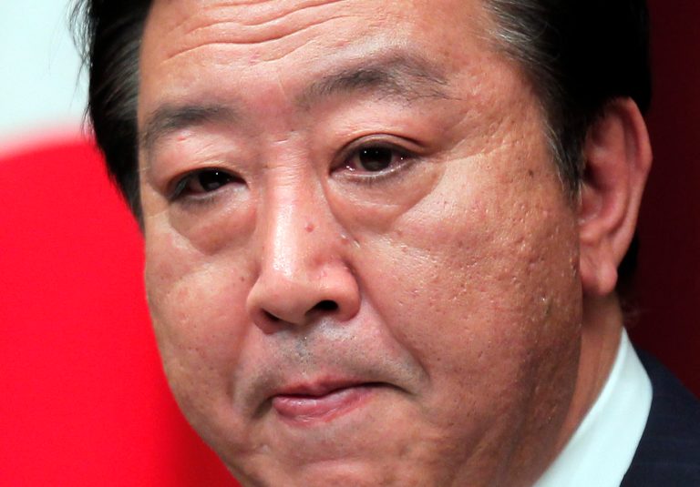   Japanese Prime Minister Yoshihiko Noda reacts during a televised news conference at the Prime Minister's official residence in Tokyo Friday, June 8, 2012. Noda appealed to the nation to accept that two nuclear reactors that remained shuttered after the Fukushima disaster must be restarted to protect the economy and people's livelihoods. (AP Photo/Itsuo Inouye)  