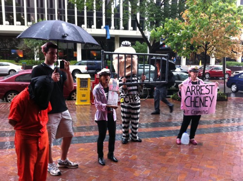 ‘Protestors’ Greet Dick Cheney?
