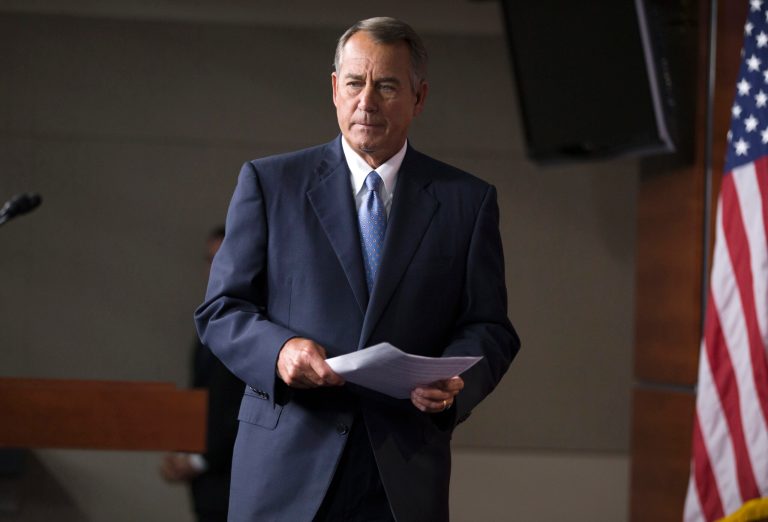 House Speaker John Boehner of Ohio arrives for a news conference on Capitol Hill in Washington, Thursday, Nov. 21, 2013, prior to Congress leaving for a two-week Thanksgiving break.  (AP Photo/J. Scott Applewhite)